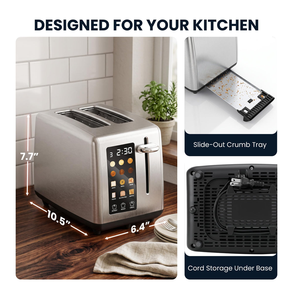 Elite Gourmet ECT2899 2-Slice LCD Touch Toaster