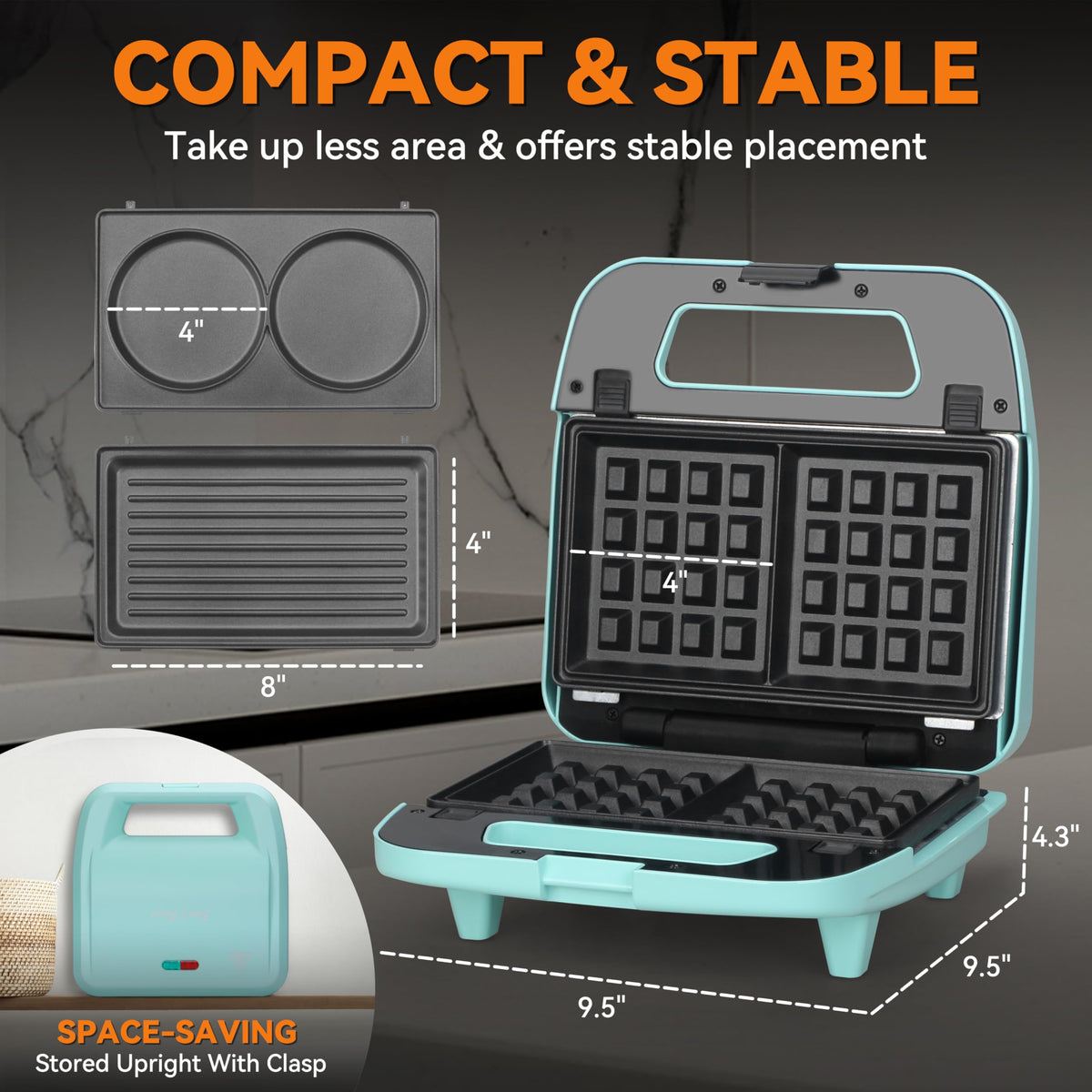 3-in-1 Waffle, Pancake & Panini Breakfast Grill Maker