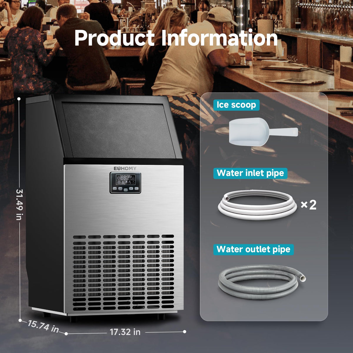 EUHOMY CIM0100618 Countertop Ice Maker Machine