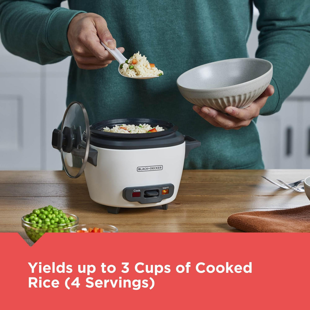 BLACK+DECKER RC503 3-Cup Compact Rice Cooker