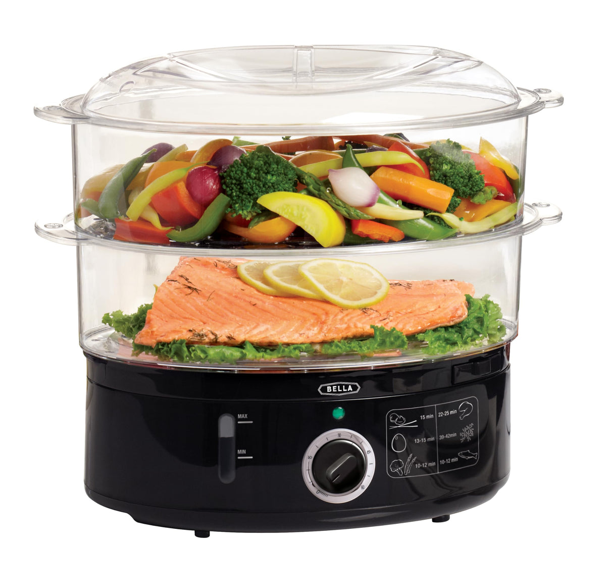 BELLA Two-Tier Food Steamer with Stackable Baskets