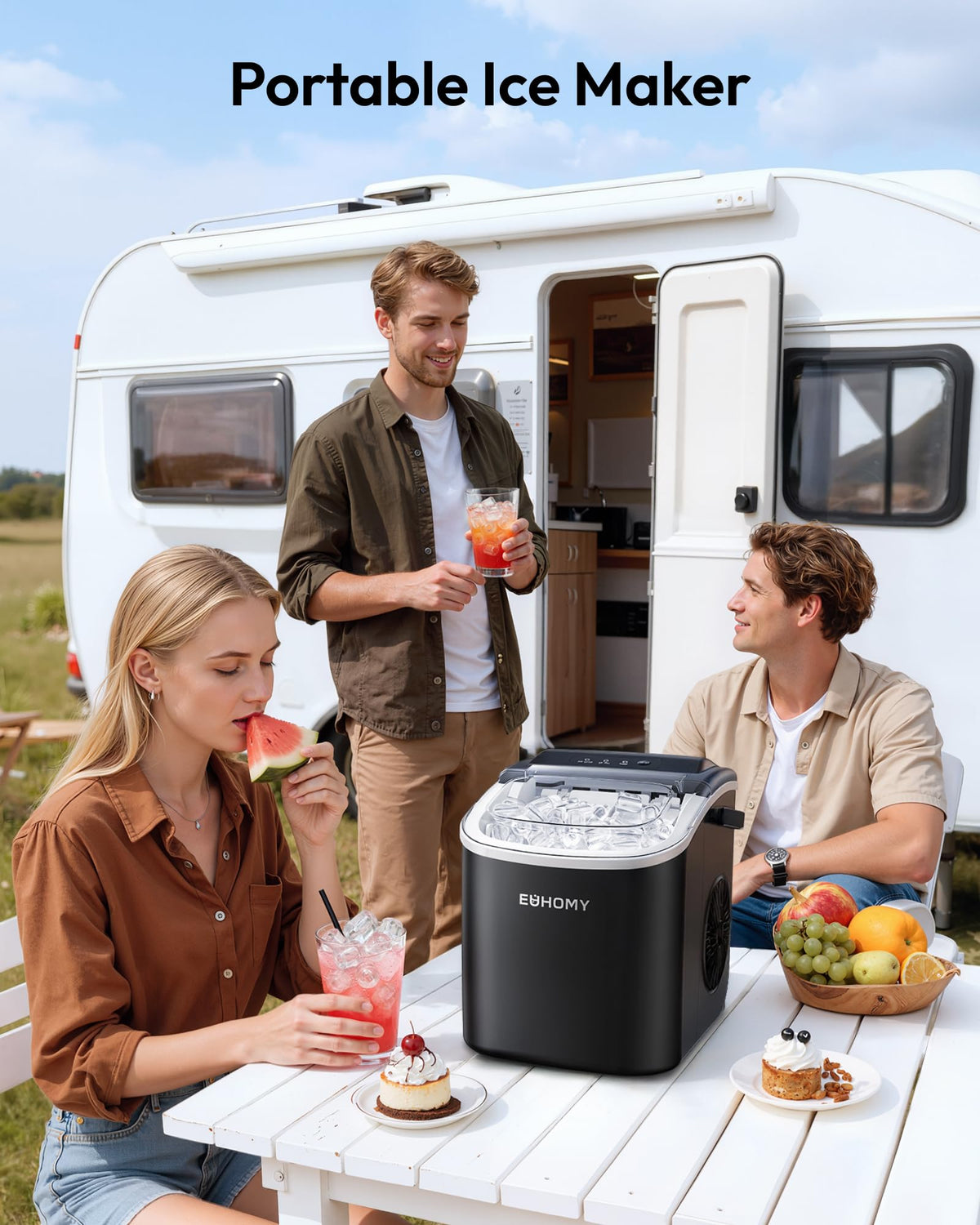 EUHOMY BBS186 Portable Countertop Ice Maker Machine
