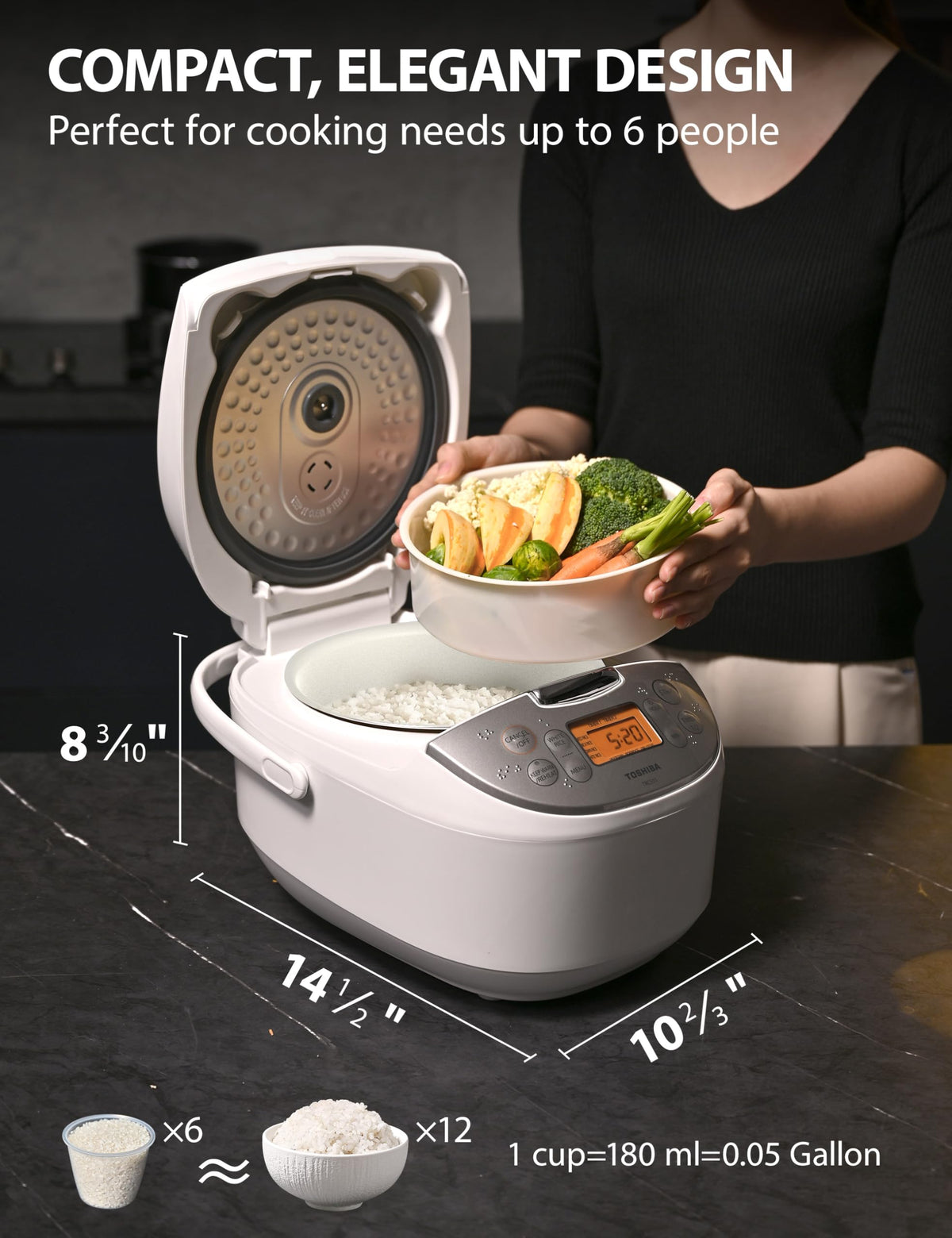 TOSHIBA Digital Rice Cooker for Everyday Meal Prep