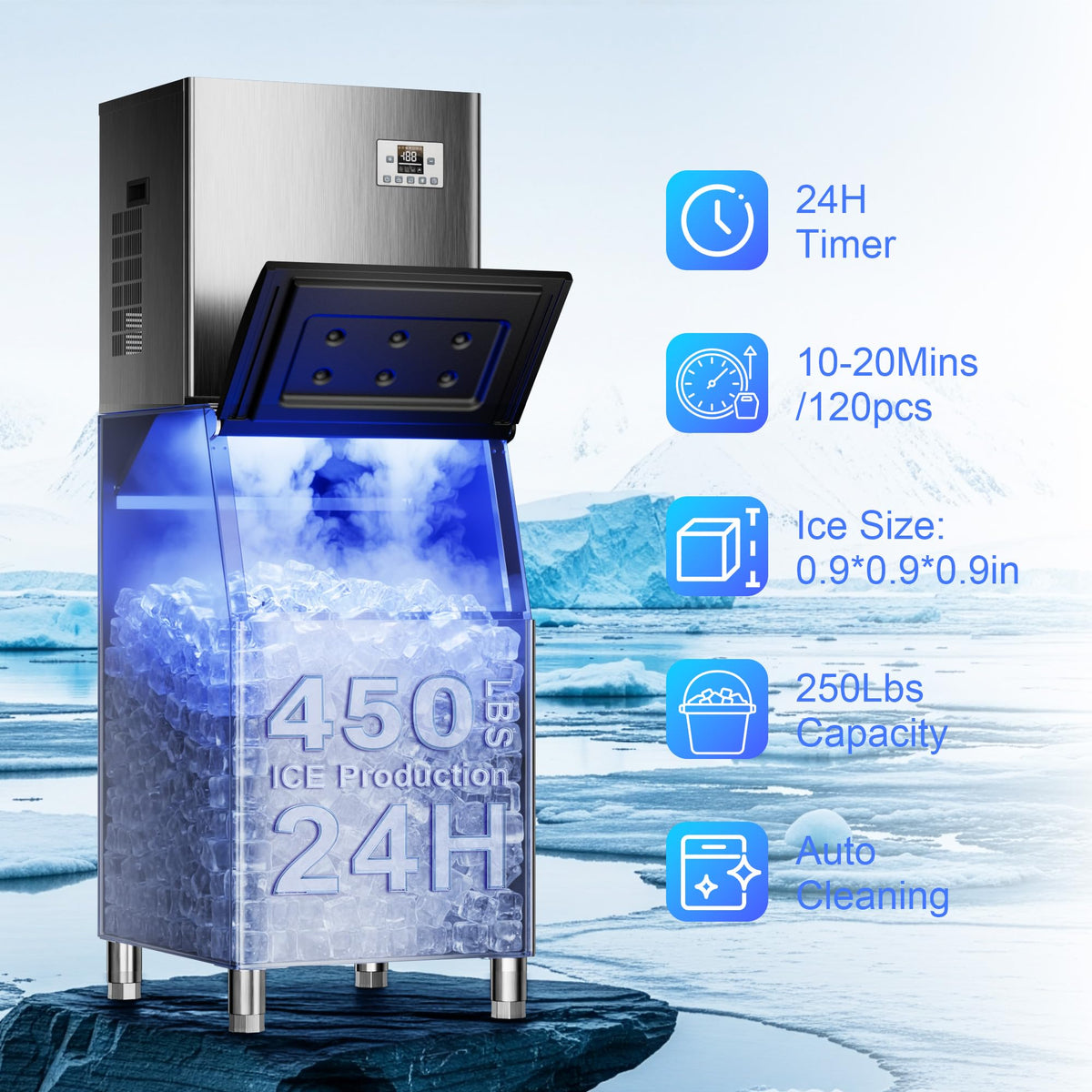 Commercial Ice Maker Machine, Industrial Ice Maker for Hotel Bar Business