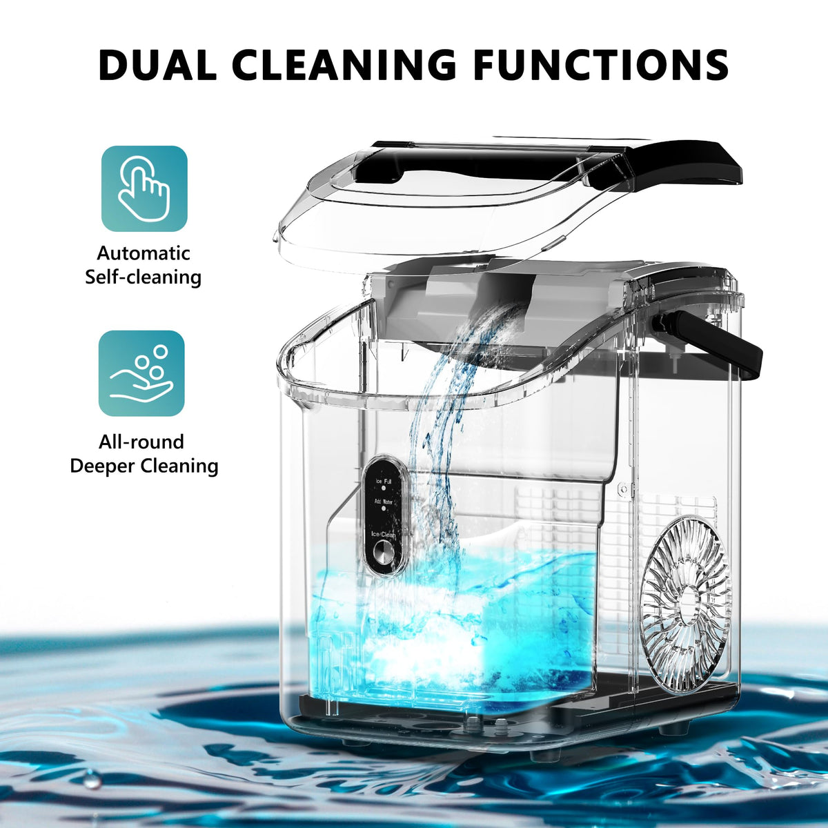 EUHOMY Nugget Ice Maker with Handle for Countertops