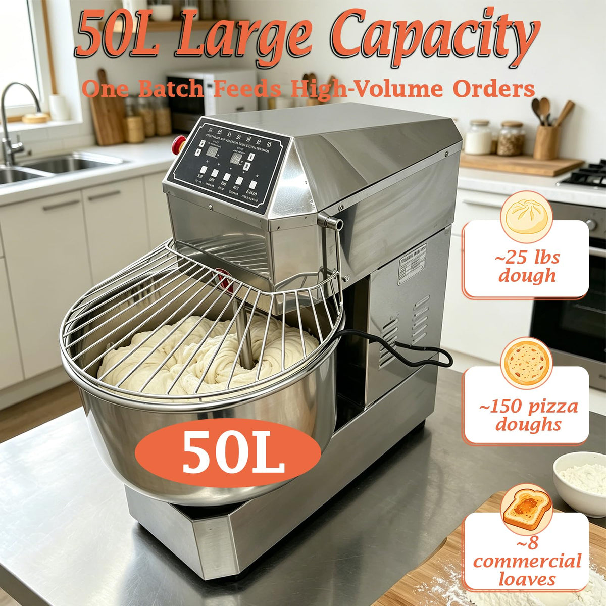 Banfluxion 50L Commercial Spiral Dough Mixer