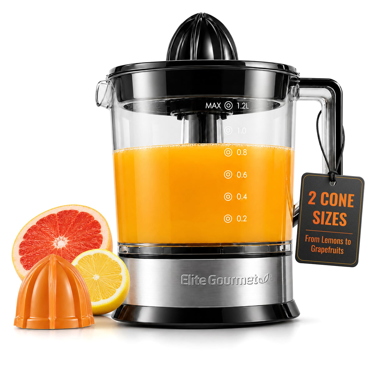 Elite Gourmet Electric Citrus Juicer for Fresh Juice