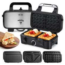 3-in-1 Waffle, Sandwich & Pancake Maker with Removable Plates