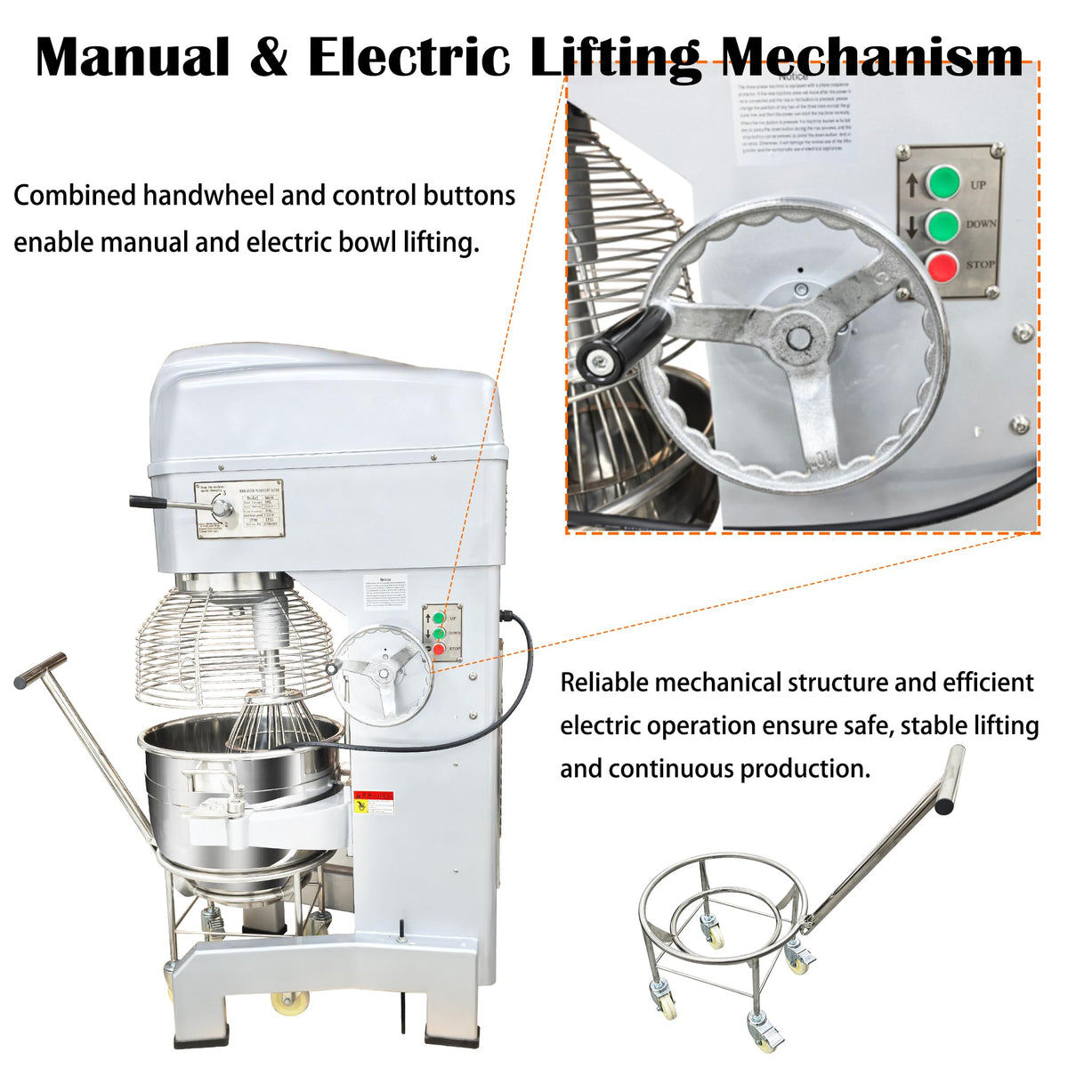 DINENOVATE 60L Commercial Stand Dough Mixer with Trolley