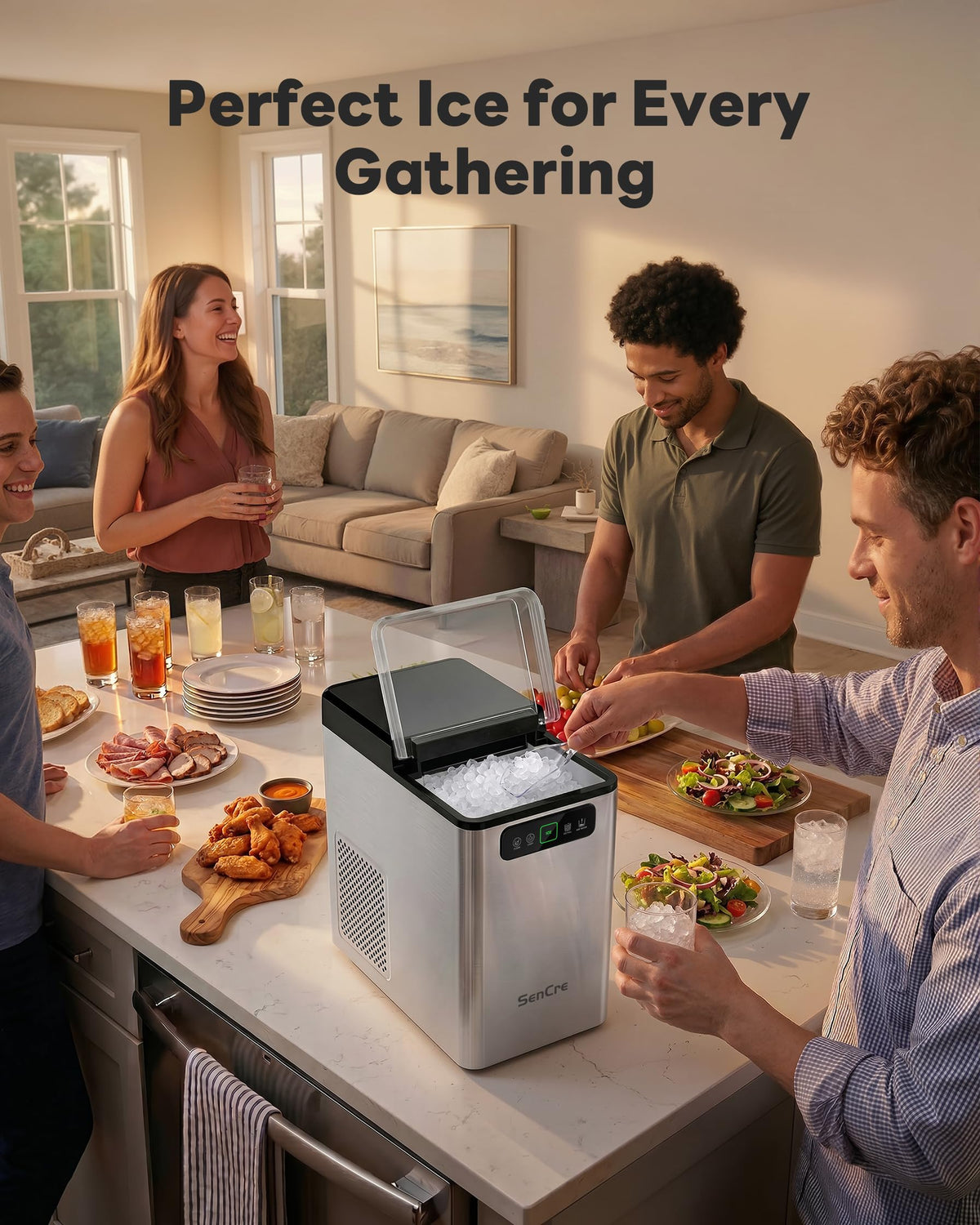 Countertop Nugget Ice Maker with Self-Cleaning & Scoop