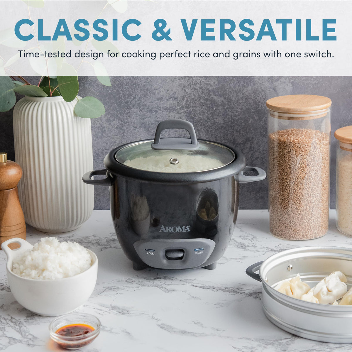 Aroma ARC-743-1NGR 6-Cup Rice Cooker & Food Steamer