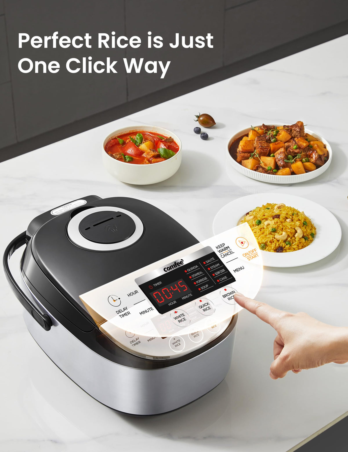 COMFEE' Digital Rice Cooker for Everyday Meal Prep