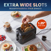 Elite Gourmet 2-Slice Cool Touch Toaster – 6 Browning Levels, Extra Wide 1.25” Slots for Bagels & Thick Bread, Cancel Function, Compact, ETL Certified, Black