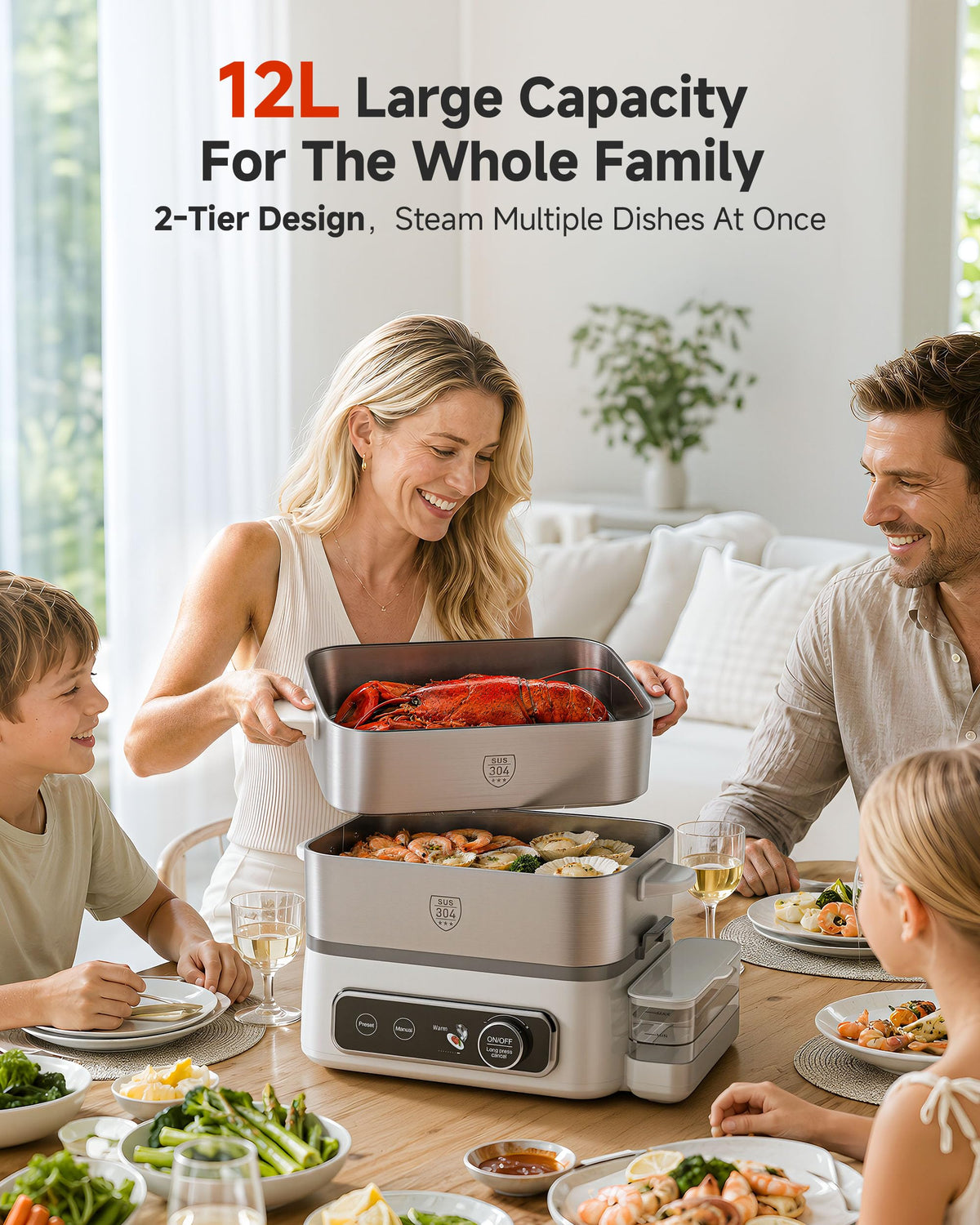 Electric Food Steamer for Vegetables, Seafood & More