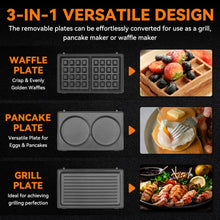 3-in-1 Waffle, Pancake & Panini Breakfast Grill Maker