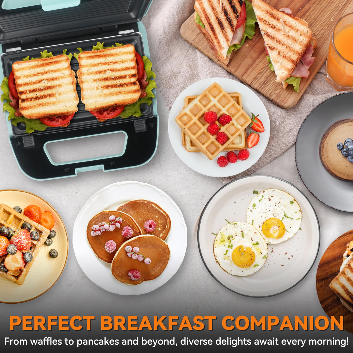 3-in-1 Waffle, Pancake & Panini Breakfast Grill Maker